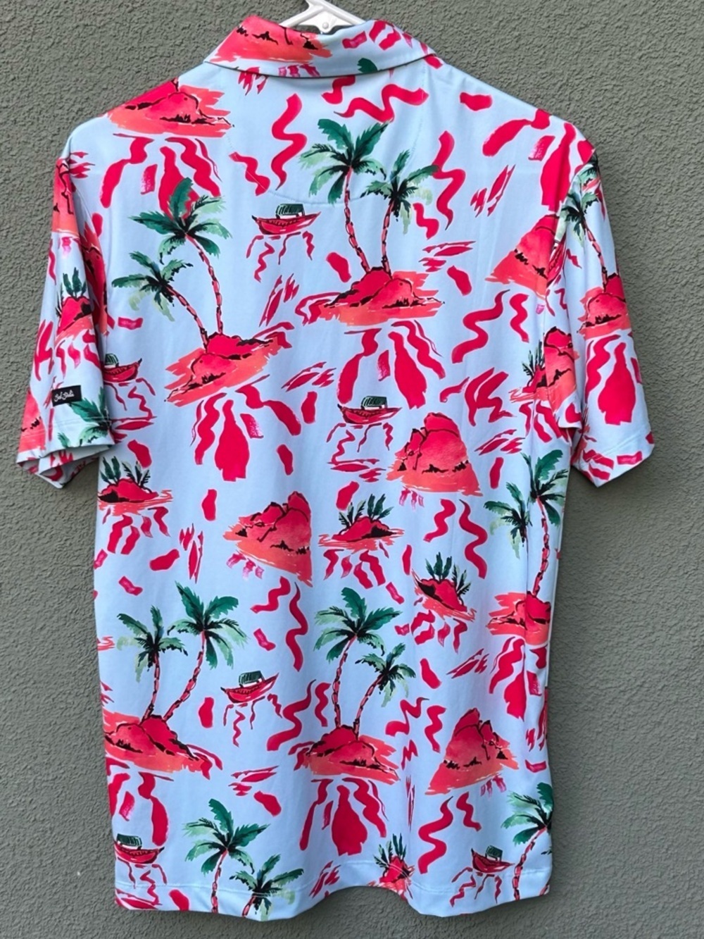 Bad Birdie Golf Polo Shirt Performance Golf Red Rock Volcano Size Small - Picture 3 of 7